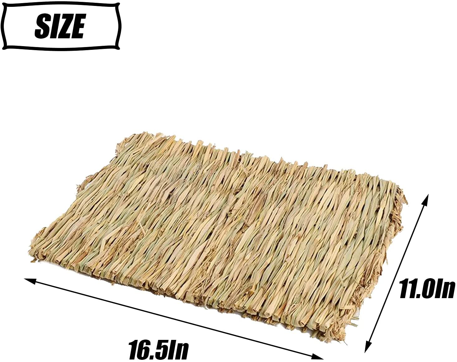 Tfwadmx Rabbit Grass Mat,16.5''X11'' Large Small Animal Natural Woven Straw Bed Hay Sleeping Nest Cage Chew Play Toy for Chinchilla Guinea Pig Ferret Bunny Hamster Rat-