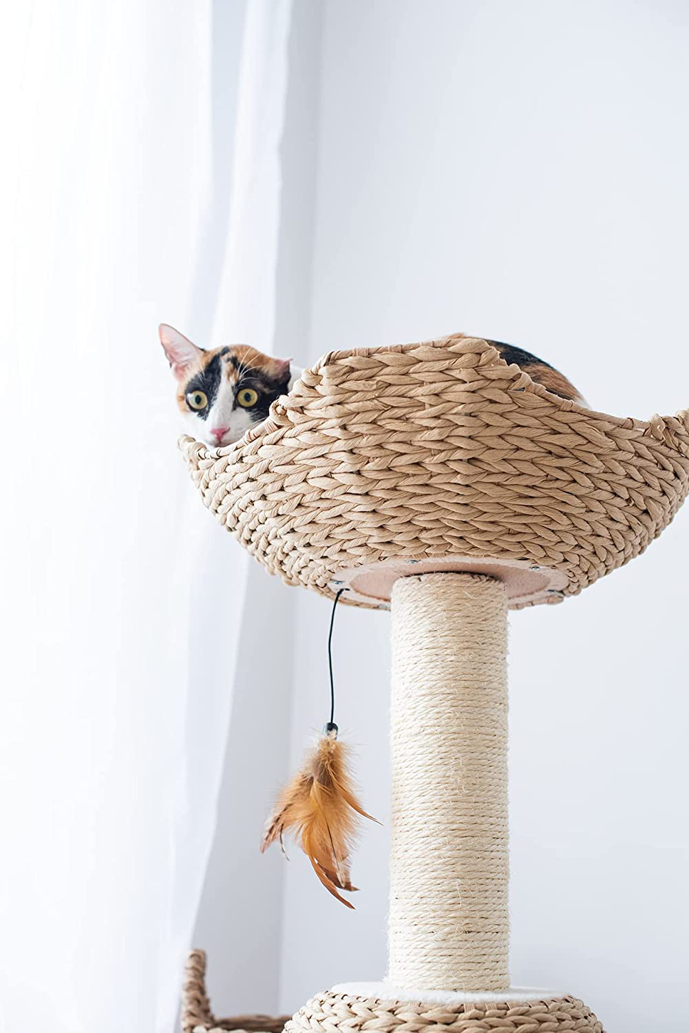 Petpals Hand-Made Paper Rope Natural Bowl Shaped with Perch Cat Tree