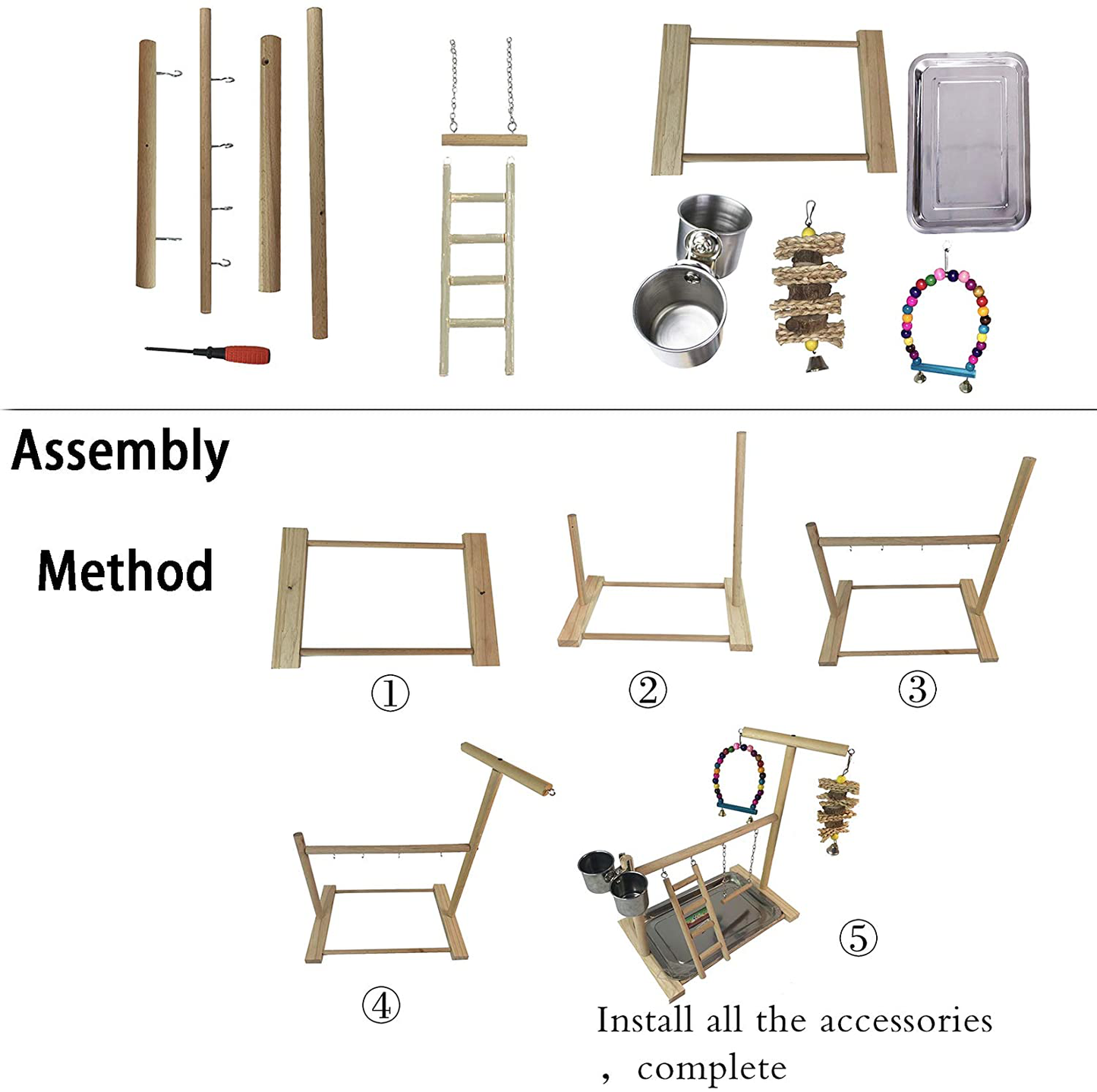 Hamiledyi Bird Playground Parrots Play Stand Wooden Parrot Perch Gym Playpen Parakeet Ladders Exercise with Feeder Cups for Cockatoo Parakeet Conure Cockatiel Cage Accessories Toy Animals & Pet Supplies > Pet Supplies > Bird Supplies > Bird Gyms & Playstands Hamiledyi   