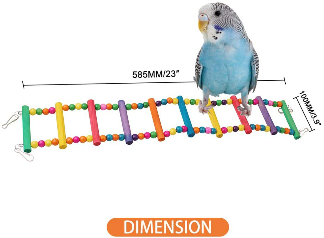 Tylu Parrot Toys Bird Ladder Parakeet Ladder Bird Swing Bridge Toy Pet Trainning Cage Ladders Bird Perch Suitable for Lovebirds Conures Macaws Lovebirds Finches Animals & Pet Supplies > Pet Supplies > Bird Supplies > Bird Ladders & Perches Tylu   