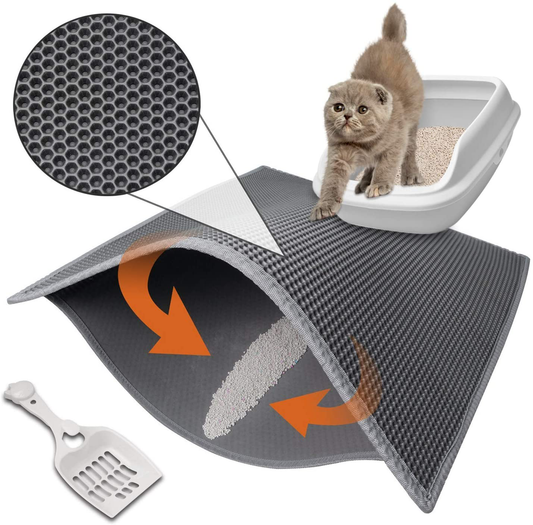 Pieviev Cat Litter Mat Anti-Tracking Litter Mat, 30" X 24" Inch Honeycomb Double Layer Waterproof Urine Proof Trapping Mat for Litter Boxes, Large Size Easy Clean Scatter Control (Scoop Included) Animals & Pet Supplies > Pet Supplies > Cat Supplies > Cat Litter Box Mats Pieviev   