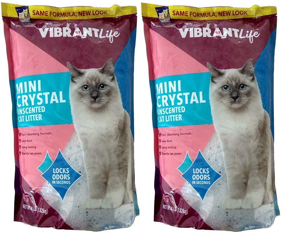 Vibrant Life Formerly Mimi Pet Cat Litter Mini Silica Gel Crystals, Ultra Absorbent, Unscented and Lightweight 4-Pound Bags Animals & Pet Supplies > Pet Supplies > Cat Supplies > Cat Litter Mimi Litter   