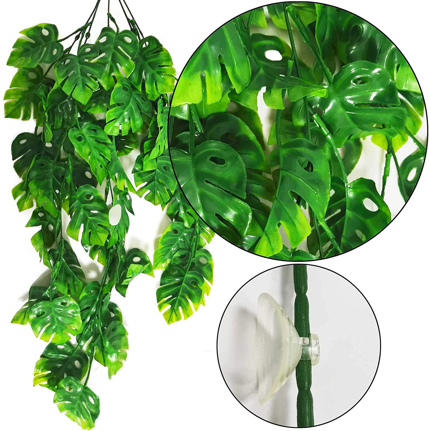 PINVNBY Reptile Plants Hanging Terrarium Plastic Fake Vines Lizards Climbing Decor Tank Habitat Decorations with Suction Cup for Bearded Dragons Geckos Snake Hermit Crab 3PCS Animals & Pet Supplies > Pet Supplies > Reptile & Amphibian Supplies > Reptile & Amphibian Habitat Accessories PINVNBY   