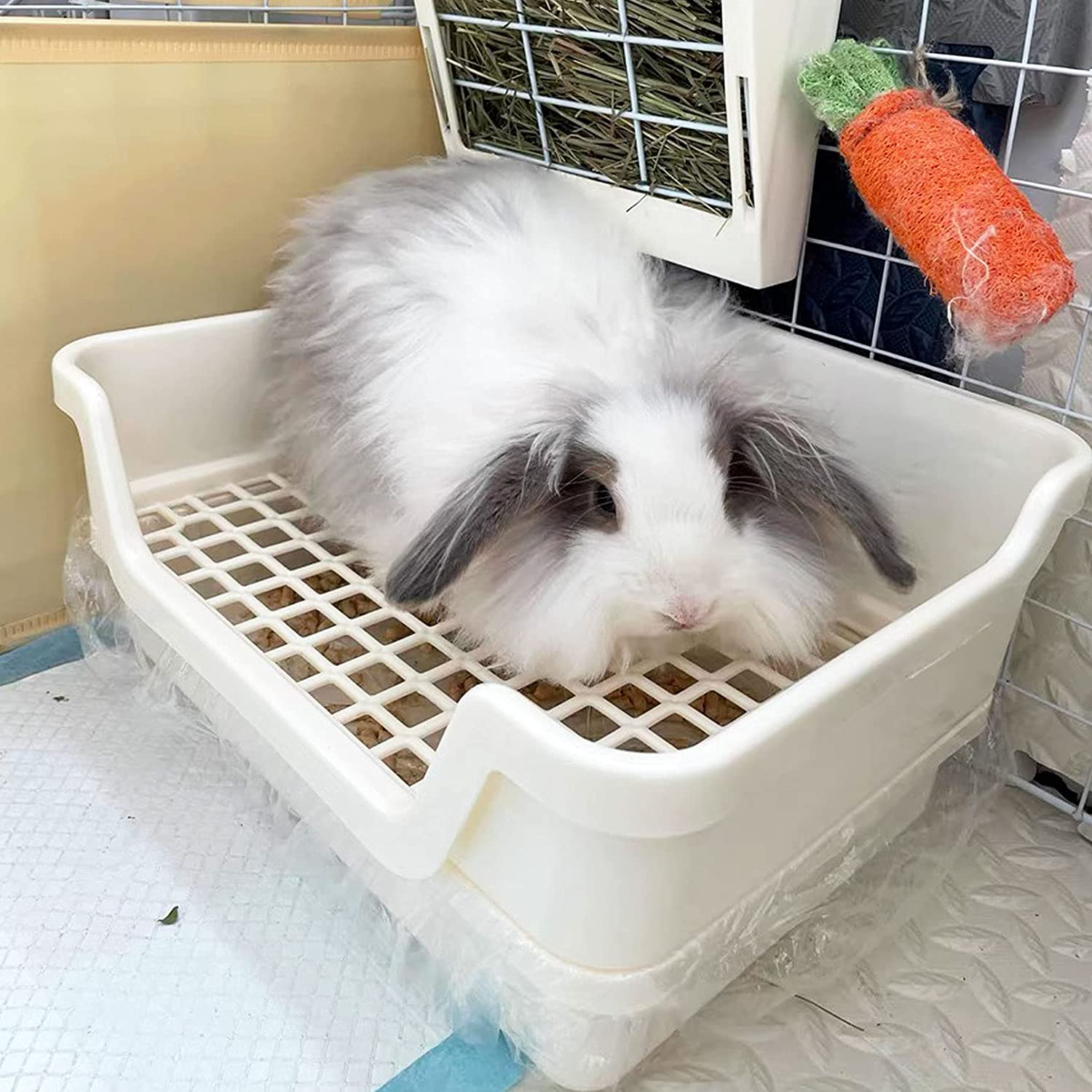 Kathson Large Rabbit Litter Box Trainer Rabbit Toilet Small Animal Potty Bunny Litter Pan Box for Adult Guinea Pig Rats Chinchilla Ferret Galesaur Animals & Pet Supplies > Pet Supplies > Small Animal Supplies > Small Animal Bedding kathson   