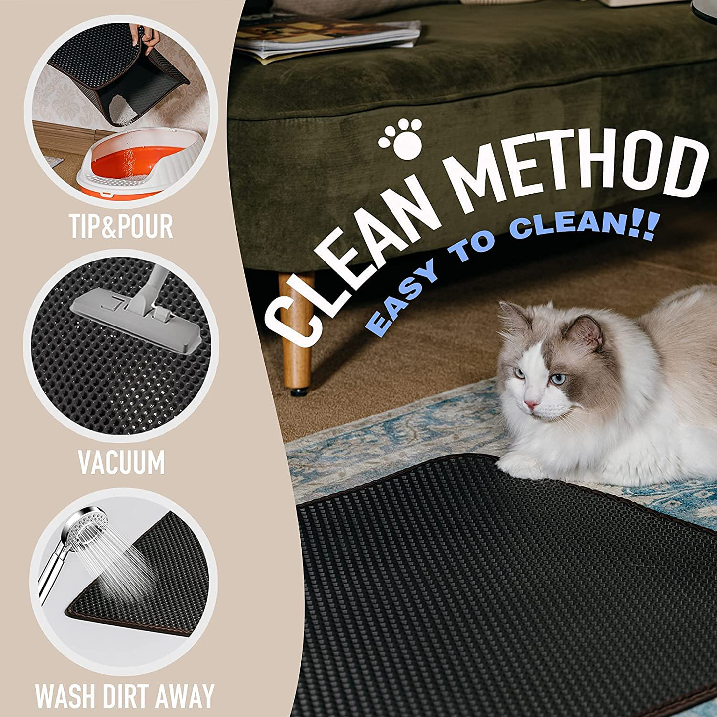 Shekkam Cat Litter Mat: 29.5 X 23.6'' with Double-Layer, No Phthalate, Urine Proof & Waterproof, Larger Holes Kitty Litter Mat, Litter Trapping Mat for Cat Litter Box Animals & Pet Supplies > Pet Supplies > Cat Supplies > Cat Litter Box Mats Shekkam   