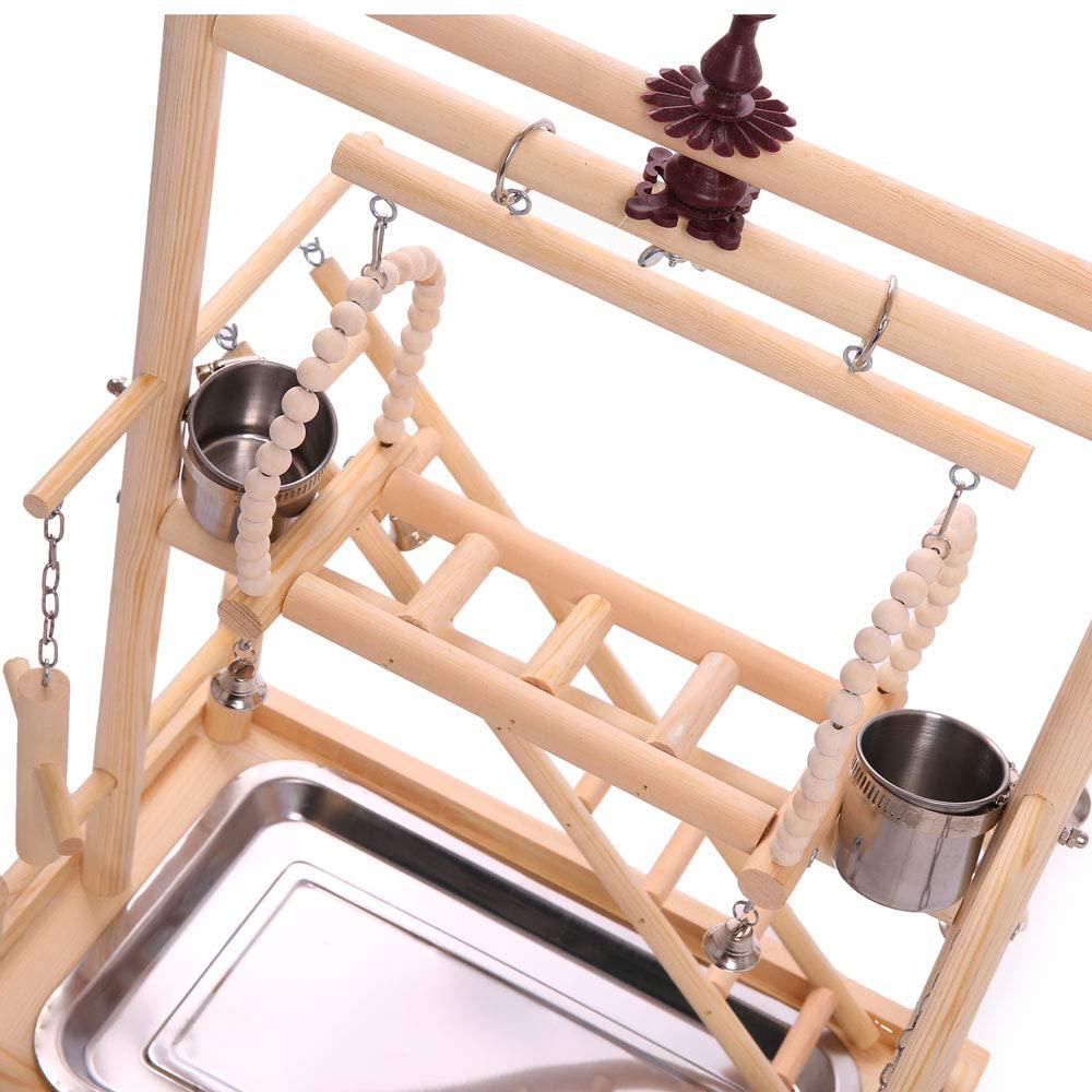 QBLEEV Bird'S Nest Bird Perches Play Stand Gym Parrot Playground Playgym Playpen Playstand Swing Bridge Tray Wood Climb Ladders Wooden Conure Parakeet Macaw Animals & Pet Supplies > Pet Supplies > Bird Supplies > Bird Gyms & Playstands QBLEEV   