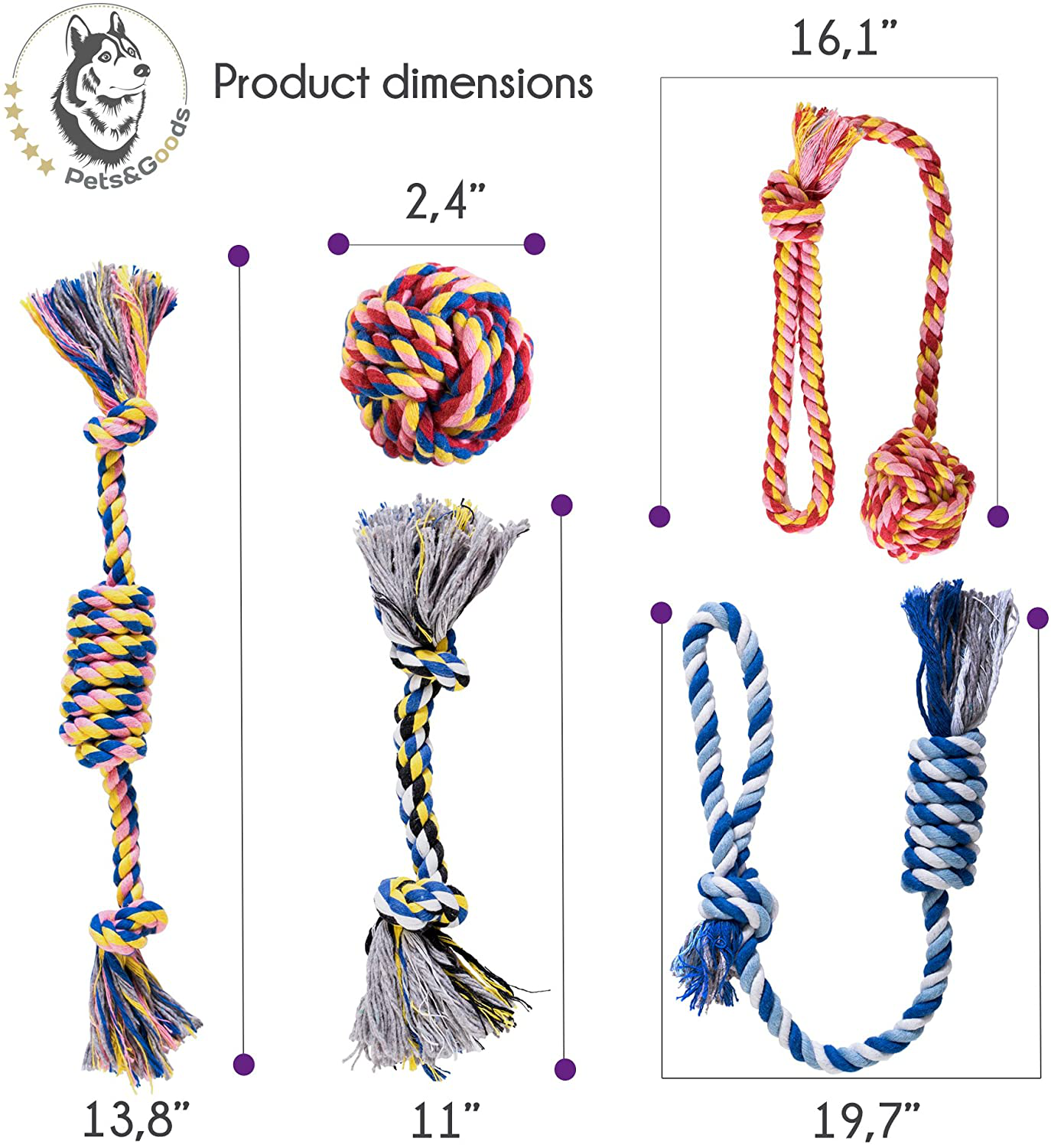 Dog Toys - Dog Chew Toys - Puppy Teething Toys- Puppy Chew Toys - Rope Dog Toy - Puppy Toys - Small Dog Toys - Chew Toys - Dog Toy Pack - Tug Toy - Dog Toy Set - Washable Cotton Rope for Dogs Animals & Pet Supplies > Pet Supplies > Dog Supplies > Dog Toys Pets&Goods   
