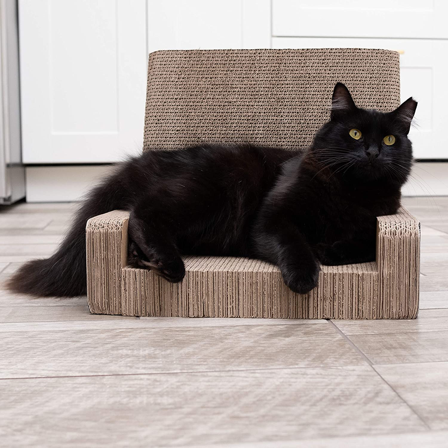 PURRFECT POUCH Luxe Cat Lounger and Cat Scratcher Toy Made of Extra Think Extra Corrugated Cardboard, Reversible for 2X the Scratching (Catnip Included)