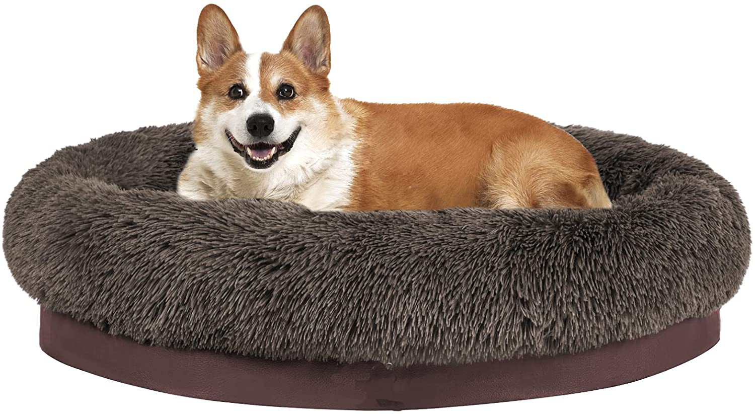 MFOX Calming Dog Bed (L/XL/XXL/XXXL) for Medium and Large Dogs Comfortable Pet Bed Faux Fur Donut Cuddler up to 25/35/55/100Lbs Animals & Pet Supplies > Pet Supplies > Dog Supplies > Dog Beds MFOX Orthopedic-Brown X-Large(32"x24") 