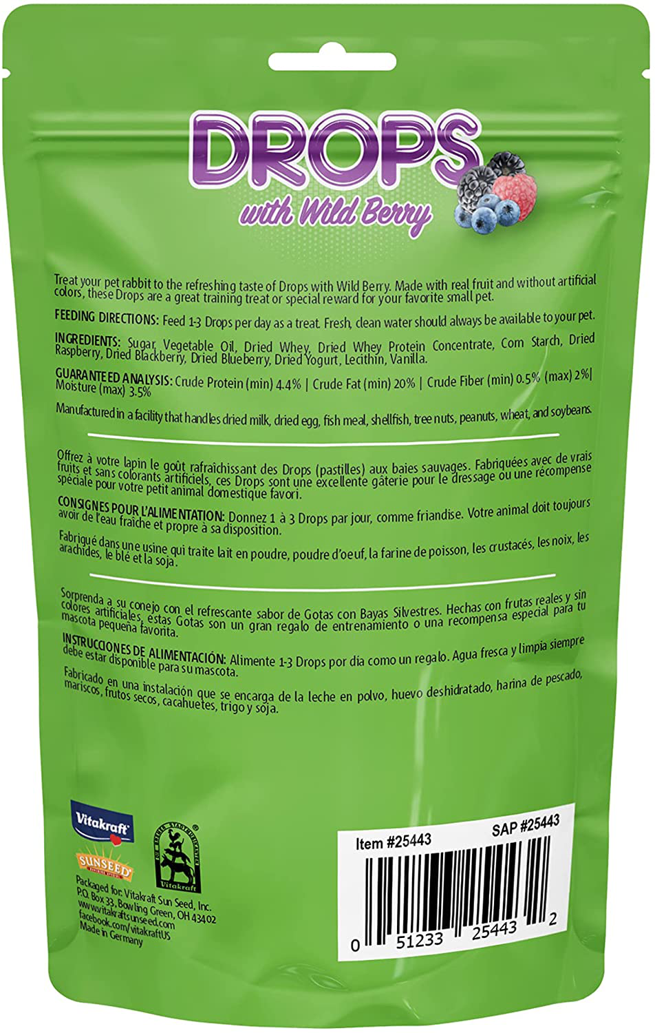 Vitakraft Rabbit Drops and 5.3-Ounce Pouch Animals & Pet Supplies > Pet Supplies > Small Animal Supplies > Small Animal Treats Vitakraft   