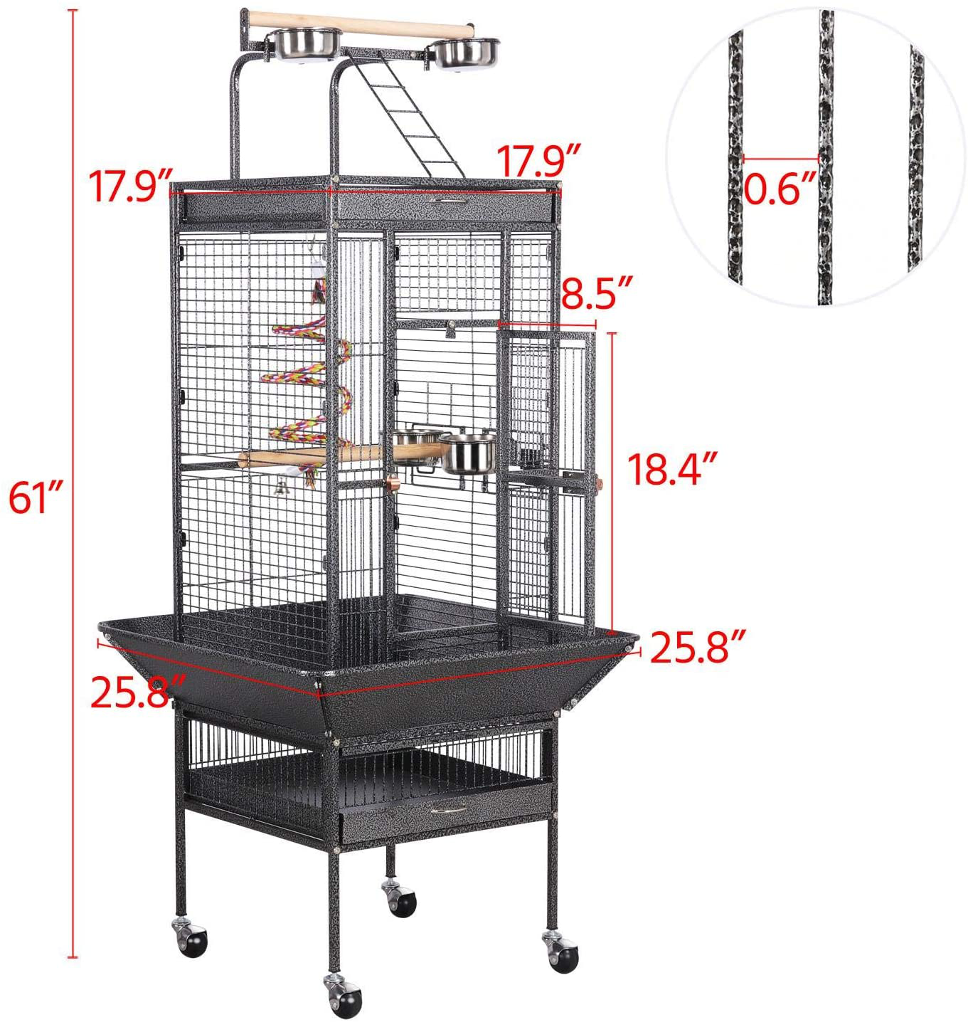 Go2Buy Wrought Iron Select Bird Cage Parrot Cockatoo Birdcage Stands, 61-Inch, Black Animals & Pet Supplies > Pet Supplies > Bird Supplies > Bird Cages & Stands go2buy   