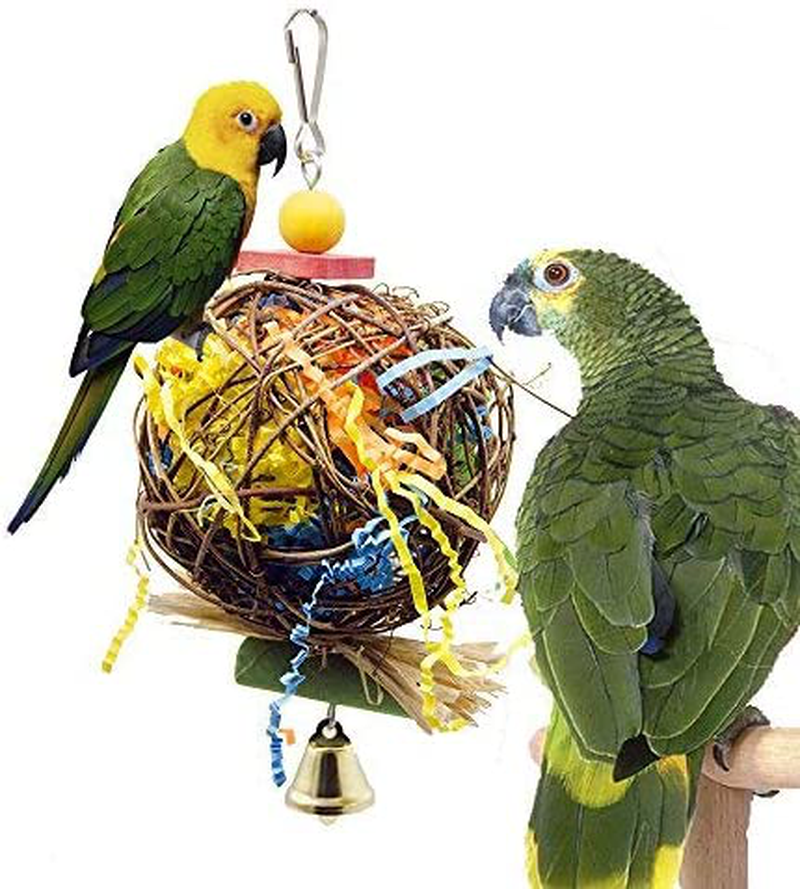 Ebaokuup 2 Pack Bird Chewing Toys Foraging Shredder Toy Parrot Cage Shredder Toy Foraging Hanging Toy for Cockatiel Conure African Grey Amazon Animals & Pet Supplies > Pet Supplies > Bird Supplies > Bird Toys EBaokuup   