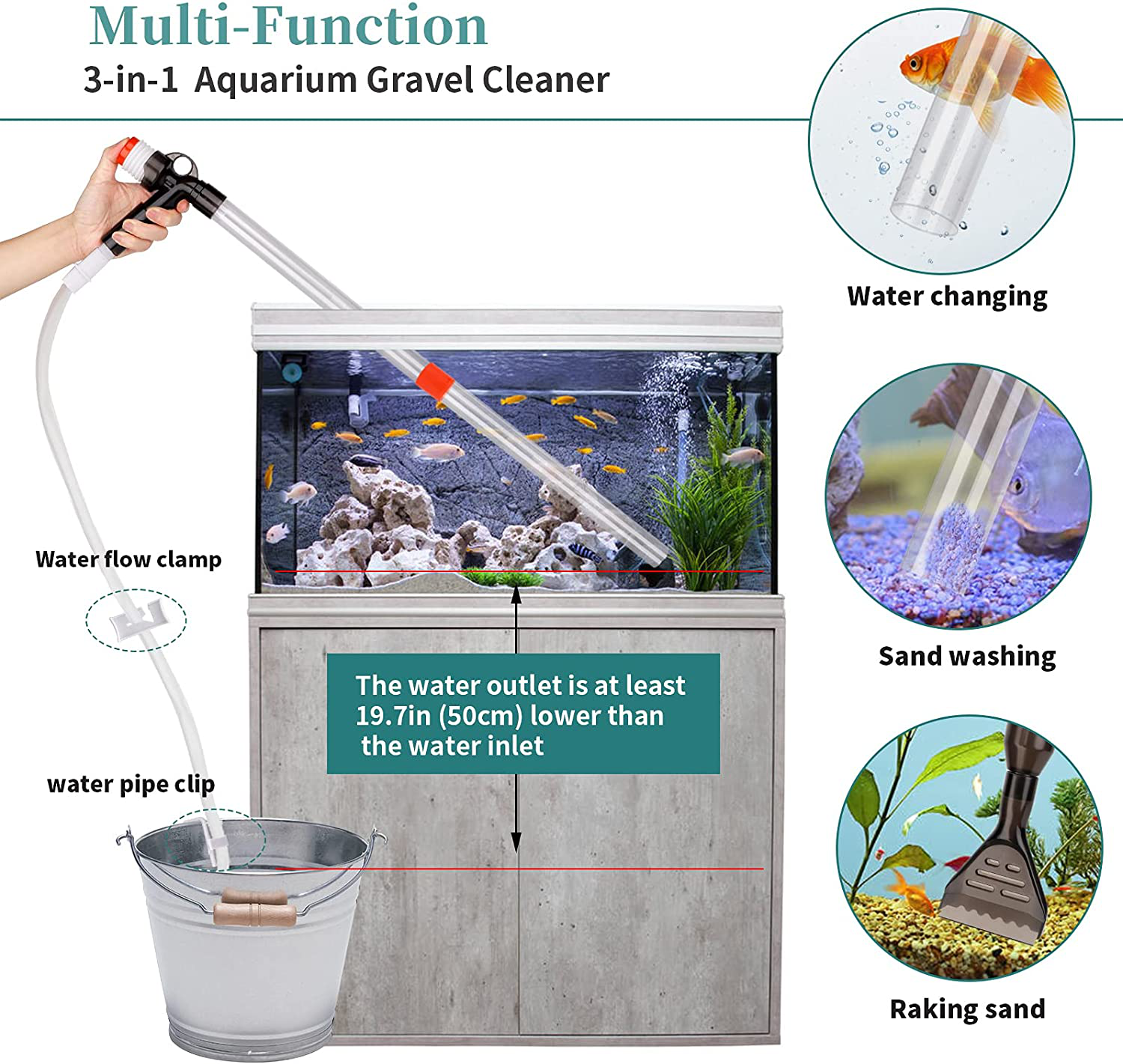 Useekoo Aquarium Gravel Cleaner Fish Tank Cleaner Kit, Long Nozzle Water Changer with Water Flow Control Air Pressing Button for Water Changing and Gravel Cleaning Animals & Pet Supplies > Pet Supplies > Fish Supplies > Aquarium Cleaning Supplies Useekoo   