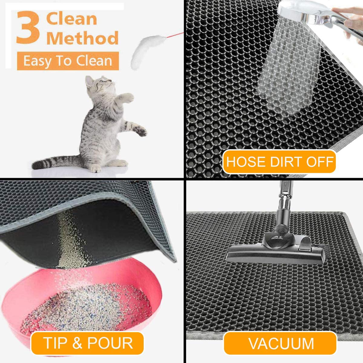 Topcovos Cat Litter Mat Litter Trapping Mat,24X18 Inch Small Double Layer Honeycomb Litter Box Mat,Eva Phthalate Free Kitty Litter Mat for Floor,Easy Clean Scatter Control Animals & Pet Supplies > Pet Supplies > Cat Supplies > Cat Litter Box Mats Topcovos   