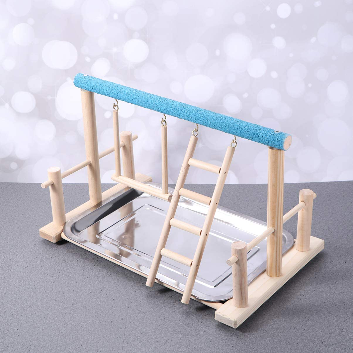 POPETPOP Bird Play Stand - Parrot Playground Wood Bird Playpen, Parrot Playstand Bird Playground Perch Gym Ladder with Toys Exercise Play Animals & Pet Supplies > Pet Supplies > Bird Supplies > Bird Gyms & Playstands POPETPOP   