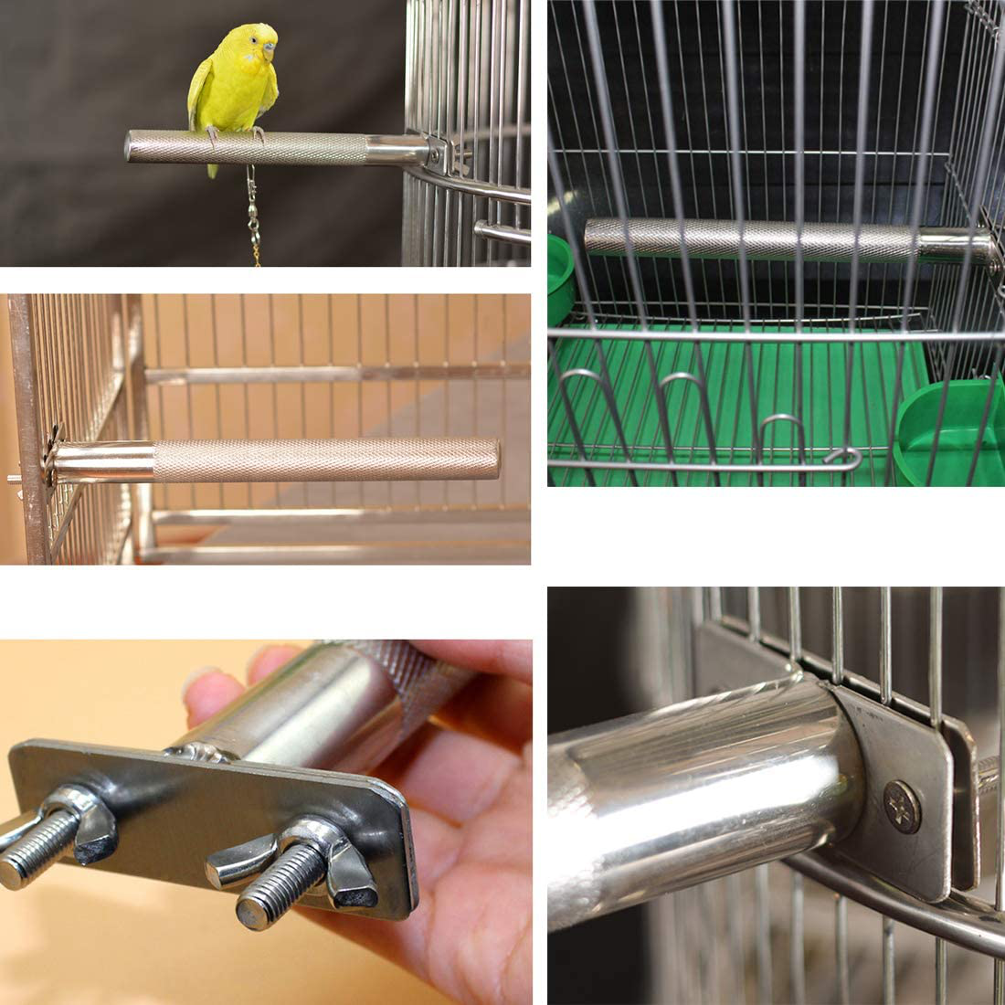 Litewood Bird Perch Stand Cage Shelf Stainless Steel Rod Grinding Claws Trimming Beak Nails Parrot Scratching Stick Exercise Platform for Parakeet Cockatiel Conure African Grey Macaw Cage Accessories Animals & Pet Supplies > Pet Supplies > Bird Supplies > Bird Cage Accessories Litewood   