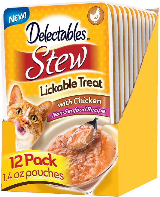 Hartz Delectables Non-Seafood Stew Lickable Wet Cat Treats for Adult & Senior Cats, 12 Count Multiple Flavors Animals & Pet Supplies > Pet Supplies > Cat Supplies > Cat Treats Hartz Chicken 1.4 Ounce (Pack of 12) 