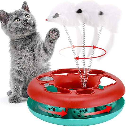 Cat Toys, Cat Toys for Indoor Cats,Interactive Kitten Toys Roller Tracks with Catnip Spring Pet Toy with Exercise Balls Teaser Mouse Animals & Pet Supplies > Pet Supplies > Cat Supplies > Cat Toys Pawzone Christmas red  