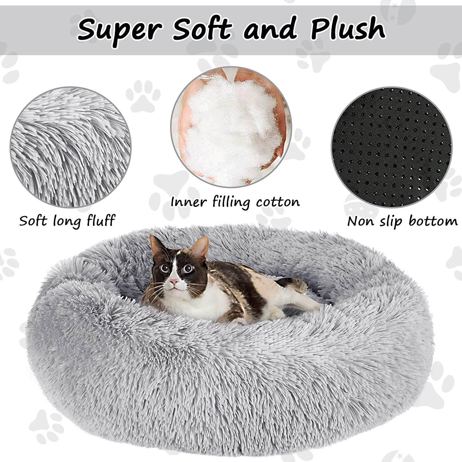 Dog Bed Cat Bed for Indoor Cats - Donut Calming Pet Bed Soft Faux Fur Dog Beds Machine Washable round Cat Beds for Indoor Cats for Small Dog
