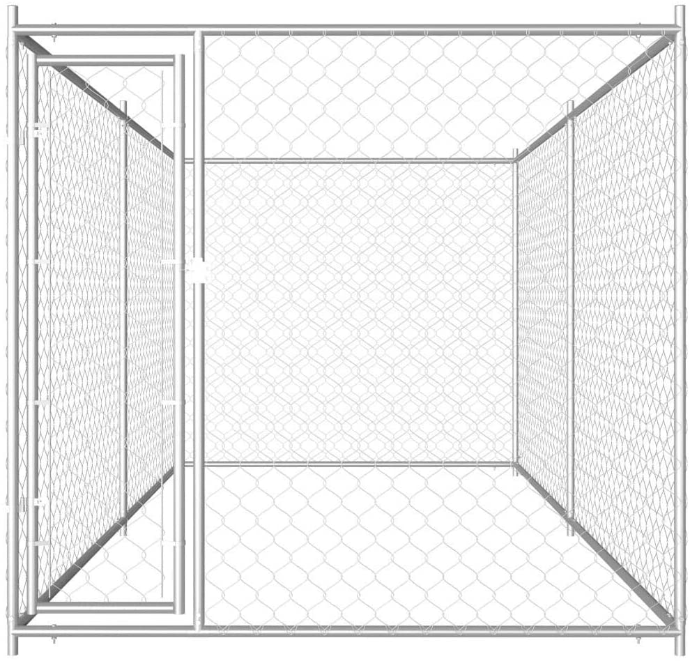 Vidaxl Outdoor Dog Kennel Dog Pet House Playpen Animal Dog Supply Enclouse Fencing Panel Metal Weather-Resistant Easy to Assemble 150.4" Animals & Pet Supplies > Pet Supplies > Dog Supplies > Dog Houses vidaXL   