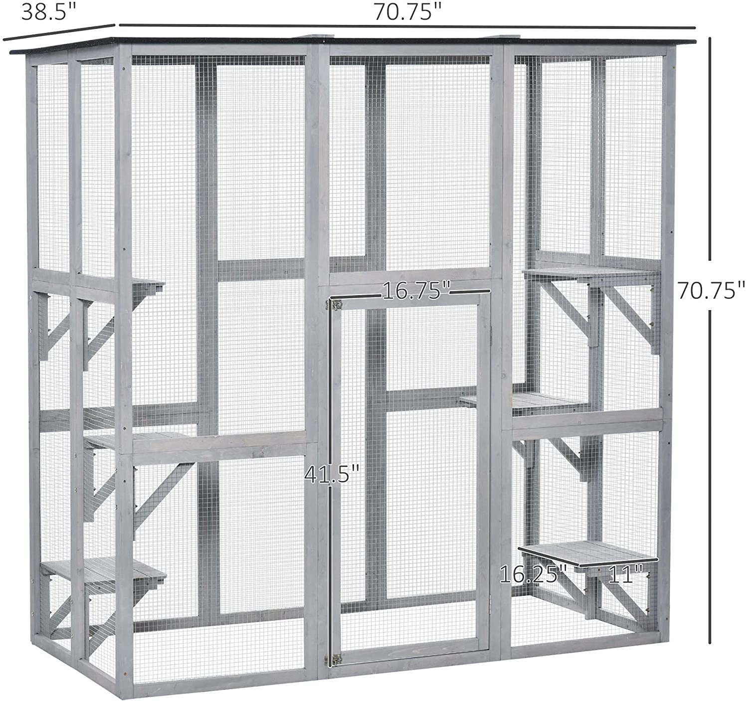 Pawhut Large Wooden Outdoor Catio Enclosure with Weather Protection, Cat Patio with 6 Platforms 71" X 38.5" X 71" Animals & Pet Supplies > Pet Supplies > Cat Supplies > Cat Beds PawHut   