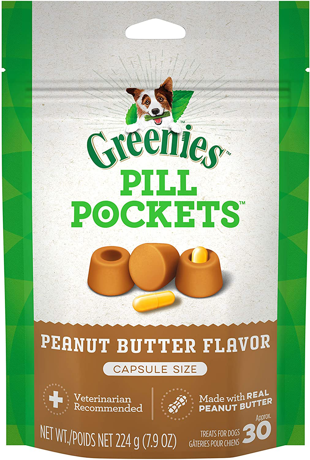 Greenies Pill Pockets Natural Dog Treats, Capsule Size, Peanut Butter Flavor Animals & Pet Supplies > Pet Supplies > Dog Supplies > Dog Treats Greenies 7.9 Ounce.  