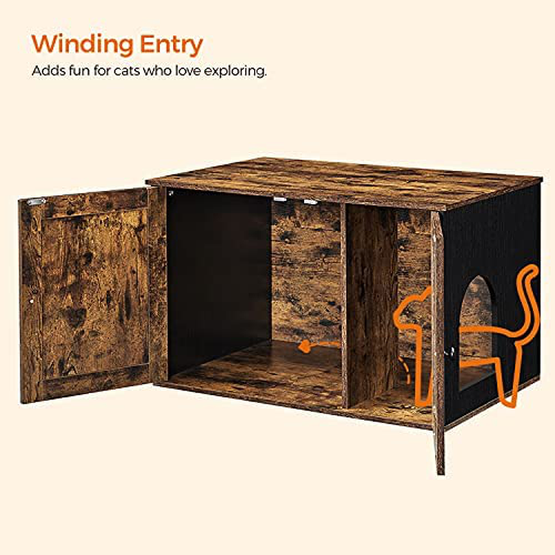 FEANDREA Hidden Cat Litter Box Enclosure, Wooden Cabinet Furniture, Cat Washroom with Doors, Indoor Cat House, Nightstand, End Table, 31.5 X 20.9 X 19.4 Inches Animals & Pet Supplies > Pet Supplies > Cat Supplies > Cat Furniture FEANDREA   