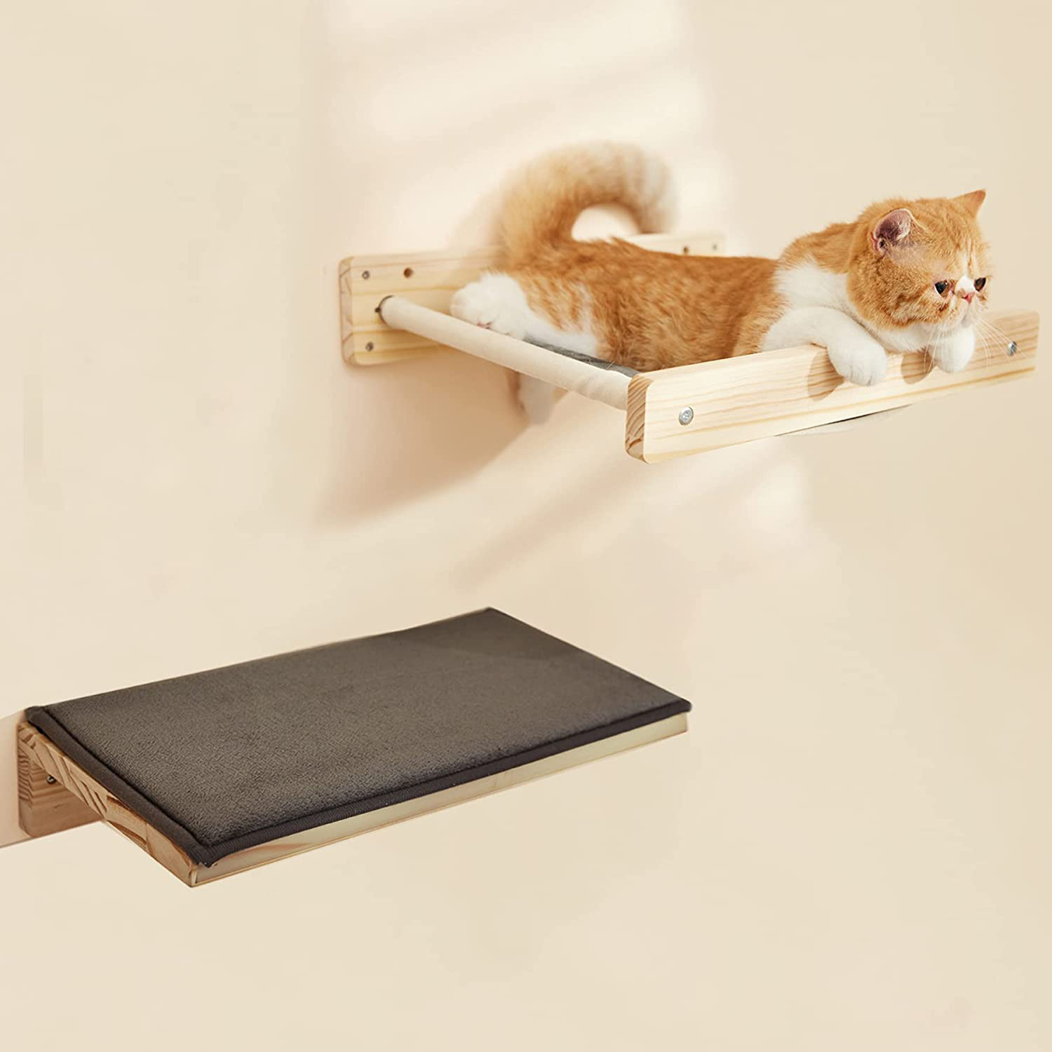 Solid Wooden Cat Wall Furniture, Cat Wall Shelves, Cat Hammock for Wall, Cat Steps Wall Mounted, Cat Bed for Wall Indoor Animals & Pet Supplies > Pet Supplies > Cat Supplies > Cat Furniture Generic 2 in 1 Cat Hammock  