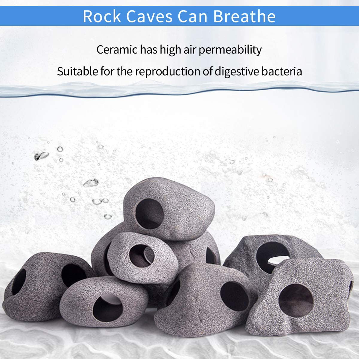 5 Pack Stackable Aquarium Decoration Rock Caves- Ceramic Fish Tank Hideout  Cave Stone Ornaments in 5 Styles Professional Betta Cave Hideaway Tunnel