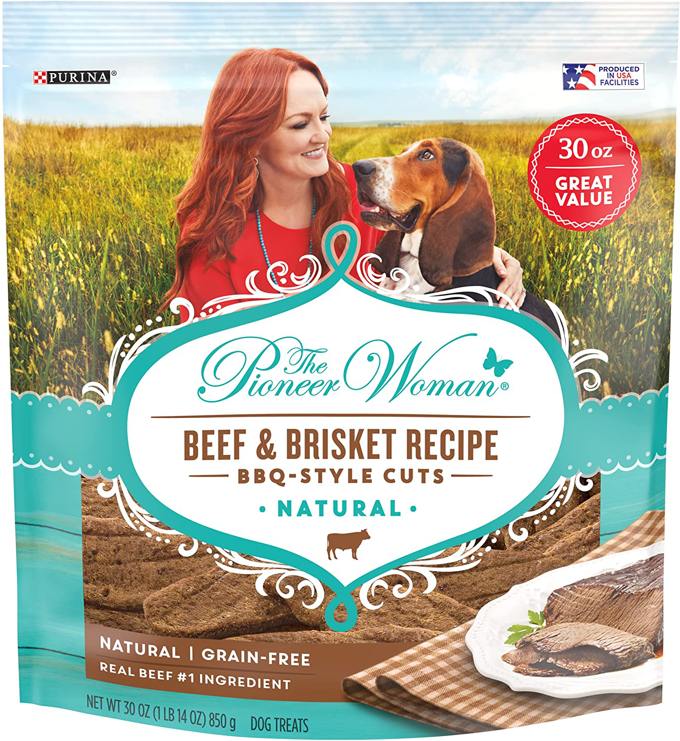 The Pioneer Woman Grain Free All Natural BBQ Style Cuts Meaty Dog Treats Animals & Pet Supplies > Pet Supplies > Dog Supplies > Dog Treats The Pioneer Woman BBQ-Style Cuts Beef & Brisket 1.87 Pound (Pack of 1)