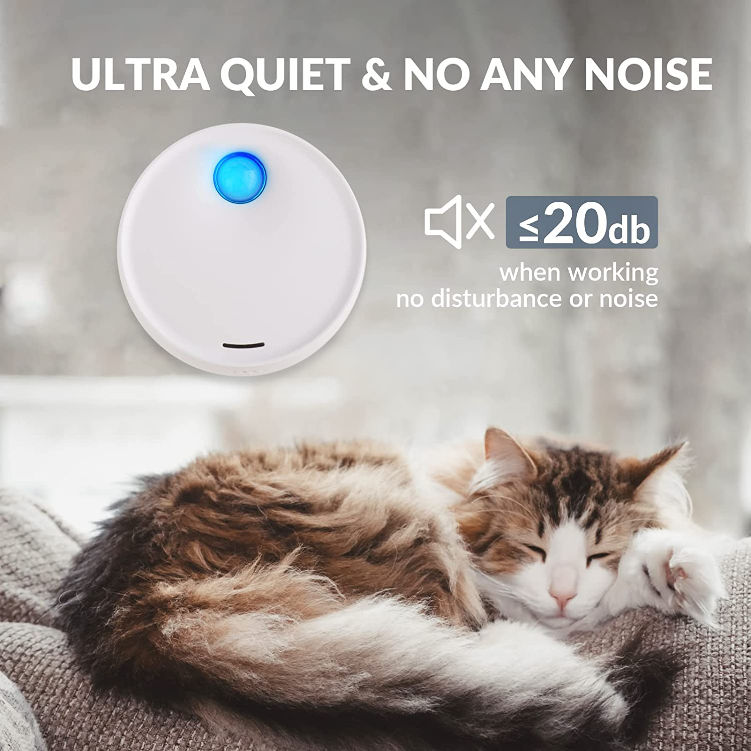 Cat Litter Deodorizer, 3000 Mah Smart Litter Box Eliminator, 360° Monitor Automatic Turn Off/On, 99.9% Deodorization Dust Free Smell Purifier for Litter Box Toilet Kitchen Wardrobe and Small Area