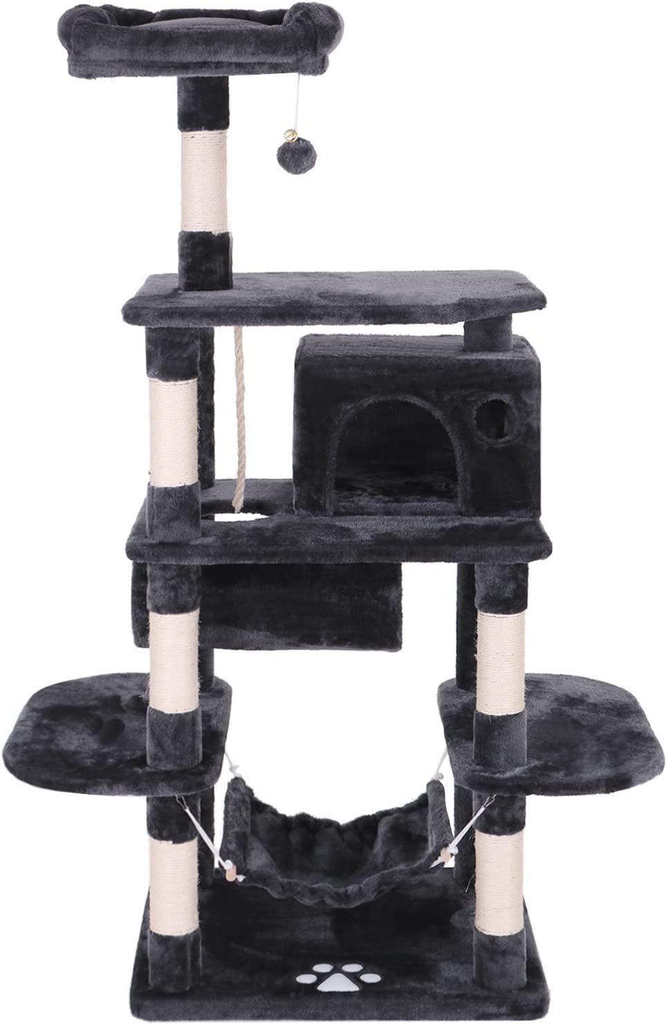 BEWISHOME Cat Tree Condo Furniture Kitten Activity Tower Pet Kitty Play House with Scratching Posts Perch Hammock Tunnel MMJ02 Animals & Pet Supplies > Pet Supplies > Cat Supplies > Cat Furniture BEWISHOME   