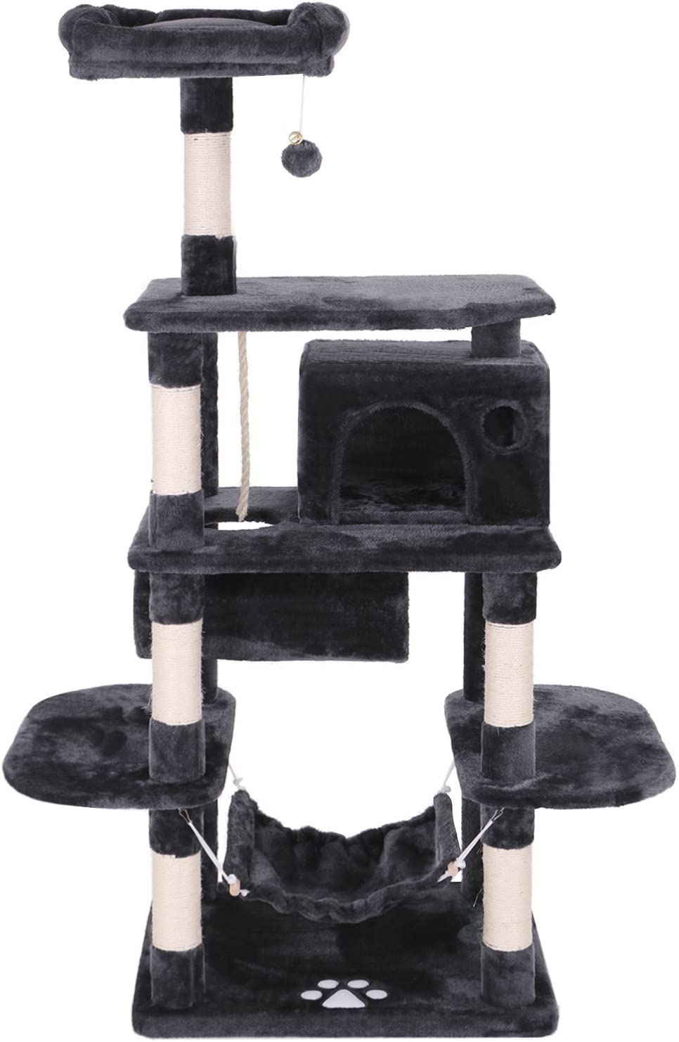 BEWISHOME Cat Tree Condo Furniture Kitten Activity Tower Pet Kitty Play House with Scratching Posts Perch Hammock Tunnel MMJ02