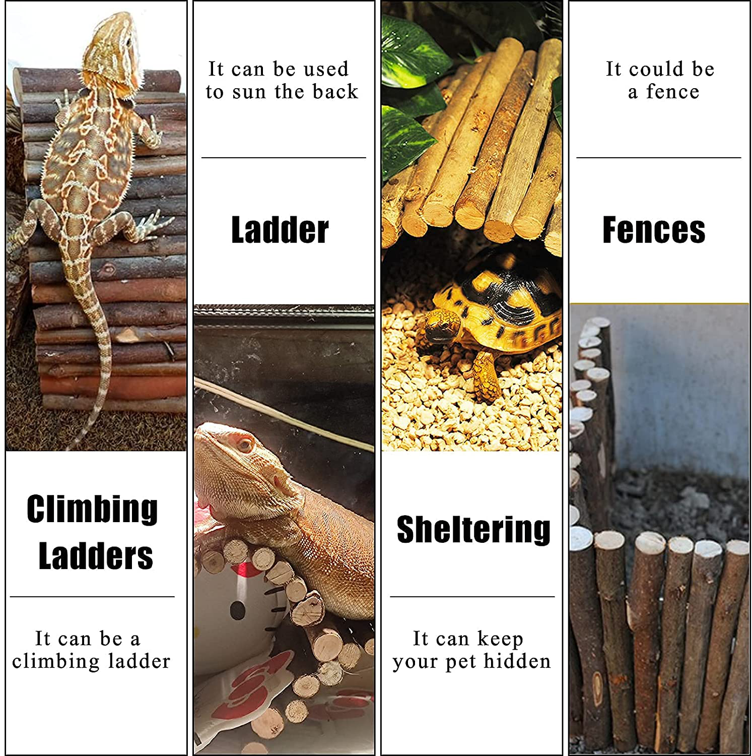 Hamiledyi Reptile Hideout Wooden Bridge Hiding Hut 4Pack Bearded Dragon Hide Caves Lizard Habitat Accessories for Iguana, Tortoise, Gecko, Chameleon, Snake, Frog, Amphibia Animals & Pet Supplies > Pet Supplies > Small Animal Supplies > Small Animal Habitat Accessories Hamiledyi   