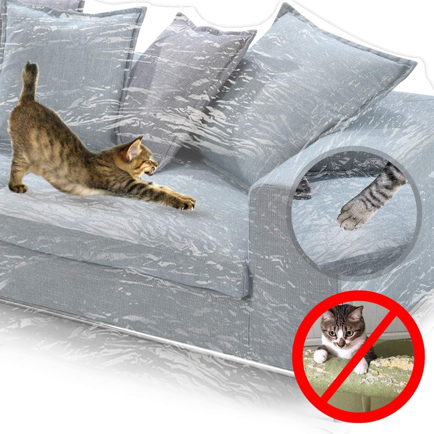 Clear Thicker Couch Cover for Pets, Heavy Duty Cat Scratch Sofa Cover for Protection against Cat Dog Clawing, Waterproof Plastic Shield Covers for Couch, Sofa Slipover for Storage and Moving Animals & Pet Supplies > Pet Supplies > Cat Supplies > Cat Furniture KEBE   