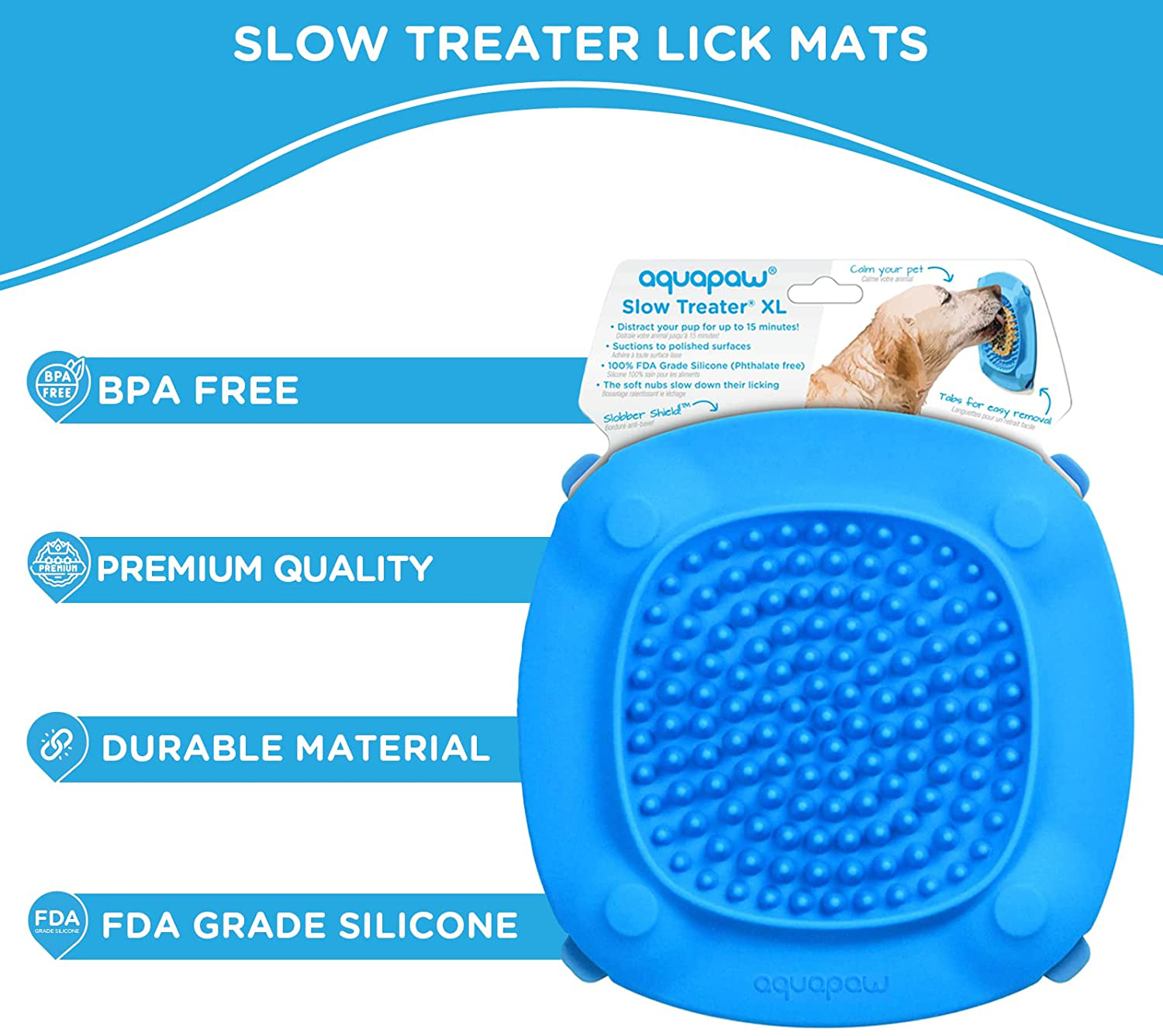 Aquapaw XL Slow Treater Treat-Dispensing Licky Mat – Puzzle Feeder Toy/Licking Pad for Dogs & Other Large Pets, Suctions to Wall/Floor – Relieves Boredom & Anxiety during Grooming, Vet Visits & Storms Animals & Pet Supplies > Pet Supplies > Dog Supplies > Dog Kennels & Runs Aquapaw   