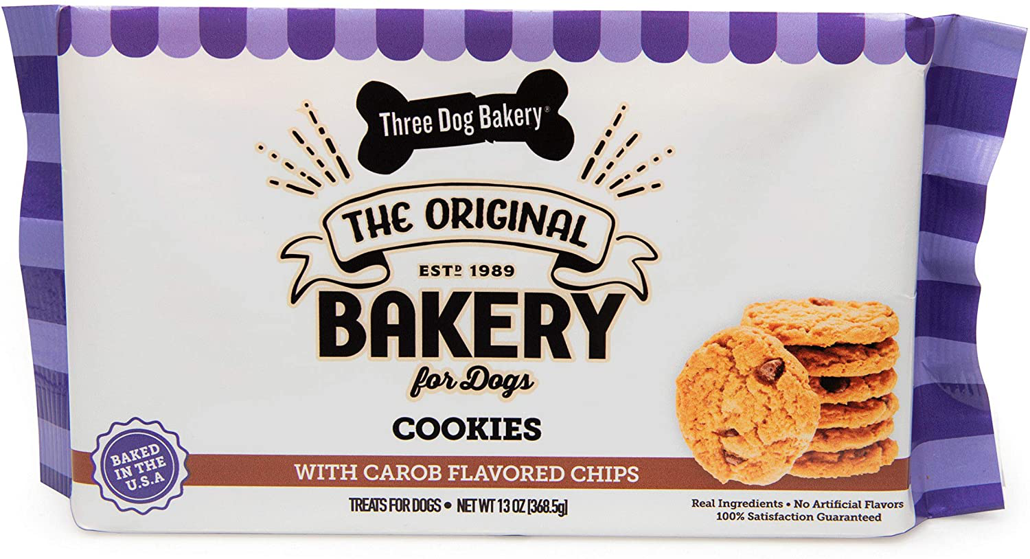 Three Dog Bakery Cookies with Carob Flavored Chips, Premium Treats for Dogs Animals & Pet Supplies > Pet Supplies > Dog Supplies > Dog Treats Three Dog Bakery Carob 13 Ounce (Pack of 1) 