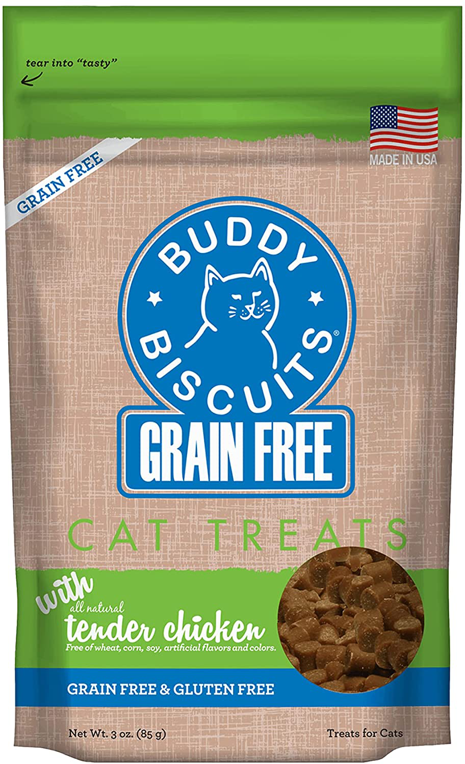 Buddy Biscuits Grain Free Cat Treats, Soft & Chewy, No Added Gluten, Wheat, Corn or Soy Animals & Pet Supplies > Pet Supplies > Cat Supplies > Cat Treats Buddy Biscuits Chicken 3 Ounce (Pack of 1) 