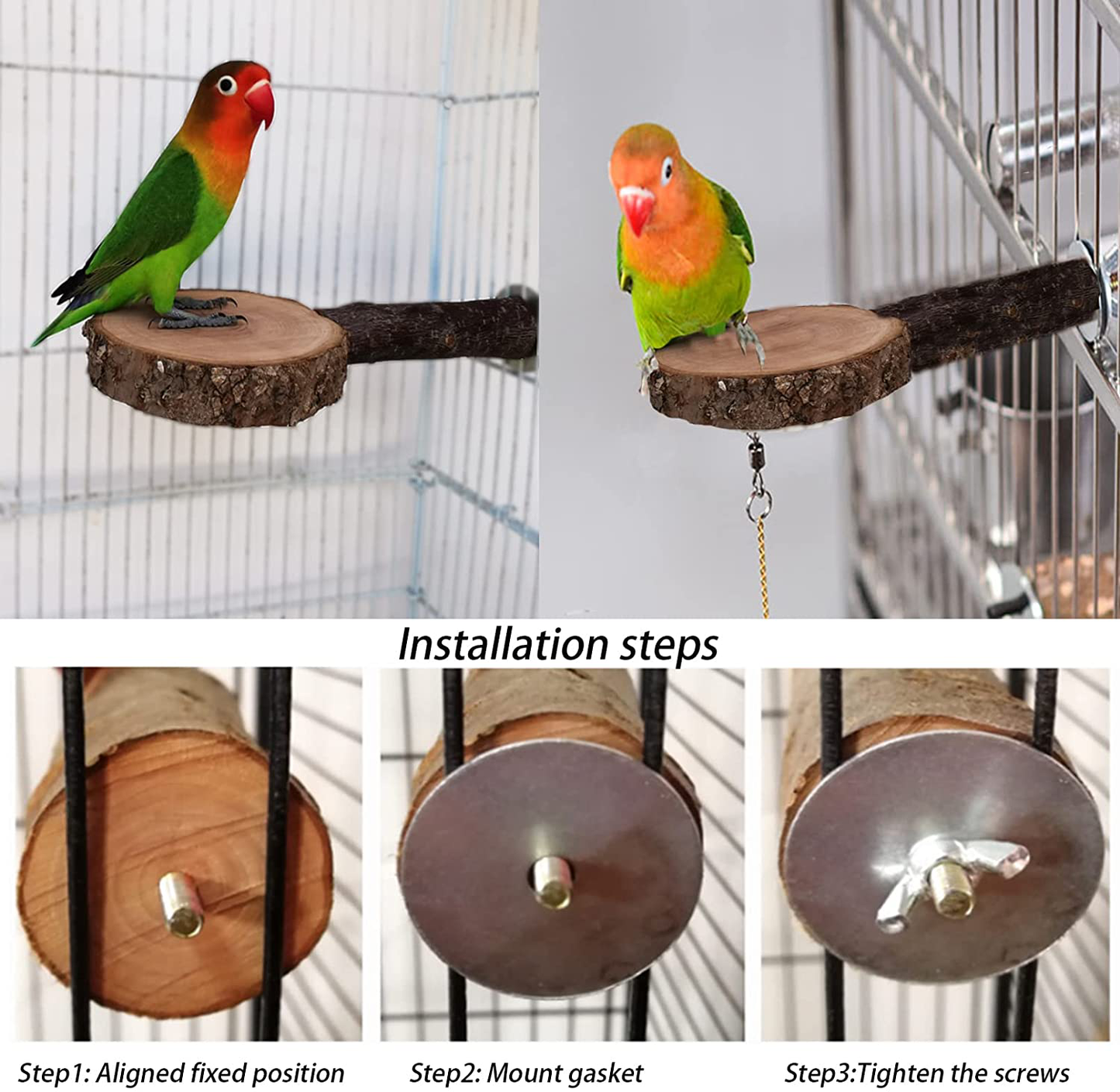 Tfwadmx Bird Perch Stand, Wood Parrot Platform for Cage Natural Wooden Playground Cage Accessories for Small Parakeets Parrot Budgies Cockatiels Conure Lovebirds, 2 Pcs. Animals & Pet Supplies > Pet Supplies > Bird Supplies > Bird Gyms & Playstands Tfwadmx   