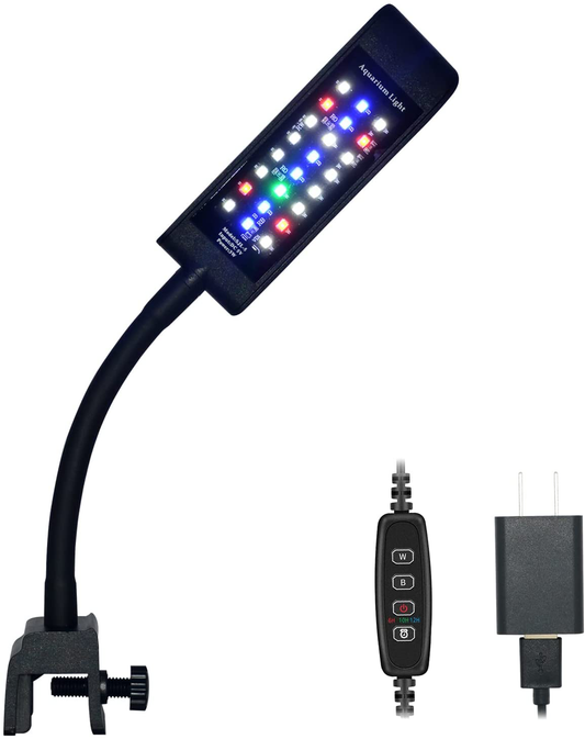 VARMHUS New Fish Tank Clip on Light with 4 Color Lamp Beads,Led Aquarium Light with Timer Auto On/Off Dimming,3 Levels of Timed Loop&3 Light Modes Dimmable&10 Brightness Levels,24/7Cycle Rgb-24Leds Animals & Pet Supplies > Pet Supplies > Fish Supplies > Aquarium Lighting VARMHUS   