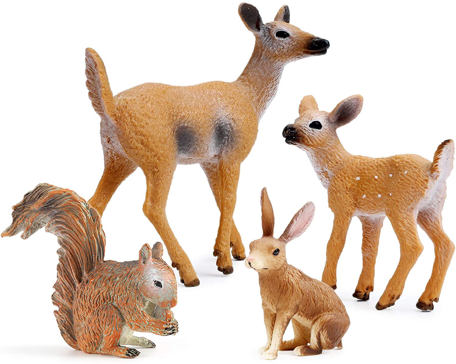 Forest Animals Figures, Woodland Creatures Figurines, Miniature Toys Cake Toppers (Deer Family, Fox, Rabbit, Squirrel) Animals & Pet Supplies > Pet Supplies > Small Animal Supplies > Small Animal Habitat Accessories UANDME   