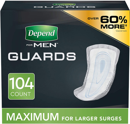 Depend Incontinence Guards/Bladder Control Pads for Men, Maximum Absorbency, 104 Count (2 Packs of 52) (Packaging May Vary) Animals & Pet Supplies > Pet Supplies > Dog Supplies > Dog Diaper Pads & Liners Depend 104 Count  