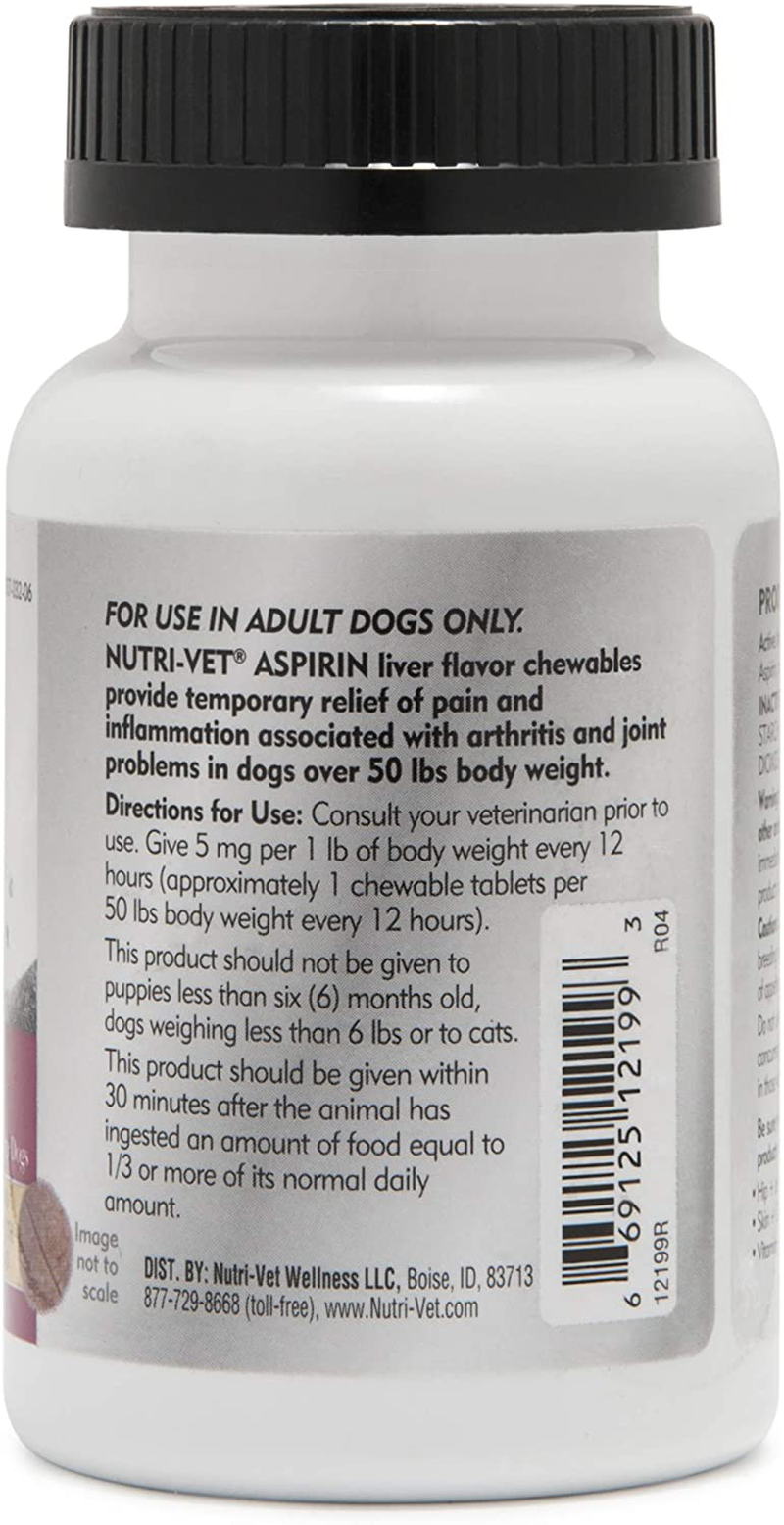 Nutri-Vet Aspirin Chewables for Large Dogs, 75 Count - Pack of 2 Animals & Pet Supplies > Pet Supplies > Bird Supplies > Bird Treats Nutri-Vet   