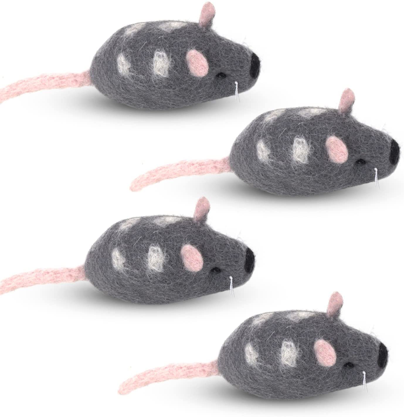 Feltcave Wool Cat Mouse Toys – Handmade Felt Mouse Cat Toy without Catnip, Cat Toys for Indoor Cats, Cat Mice Toys 4-Pack Animals & Pet Supplies > Pet Supplies > Cat Supplies > Cat Toys Feltcave   