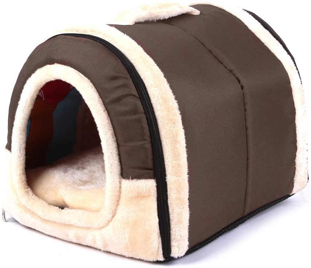 Haresle Portable Pet House Soft Dog Bed Cat House Washable with Removable Cushion Waterproof 2 Sizes