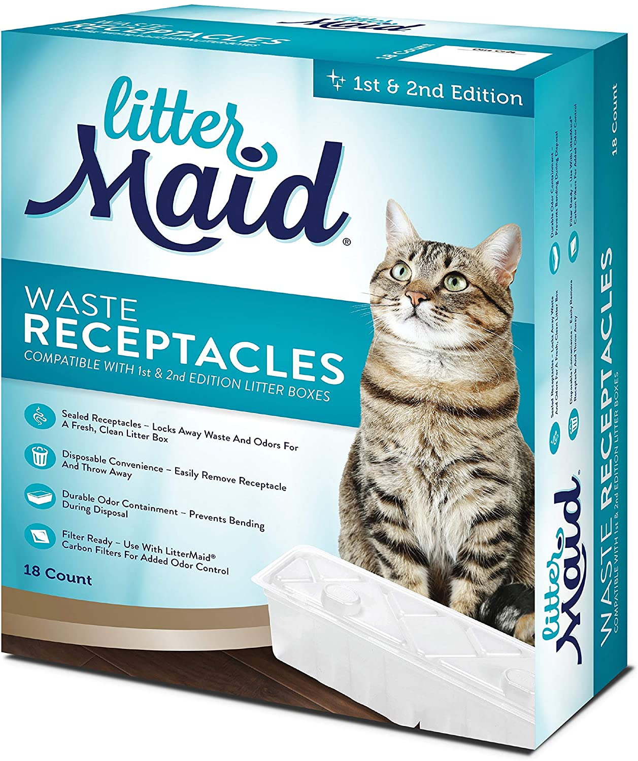 Littermaid Litter Box Waste Receptacles, Disposable/Sealable Waste Receptacles for Automatic Litter Boxes Animals & Pet Supplies > Pet Supplies > Cat Supplies > Cat Litter LitterMaid 1st/2nd Edition box 18-count 