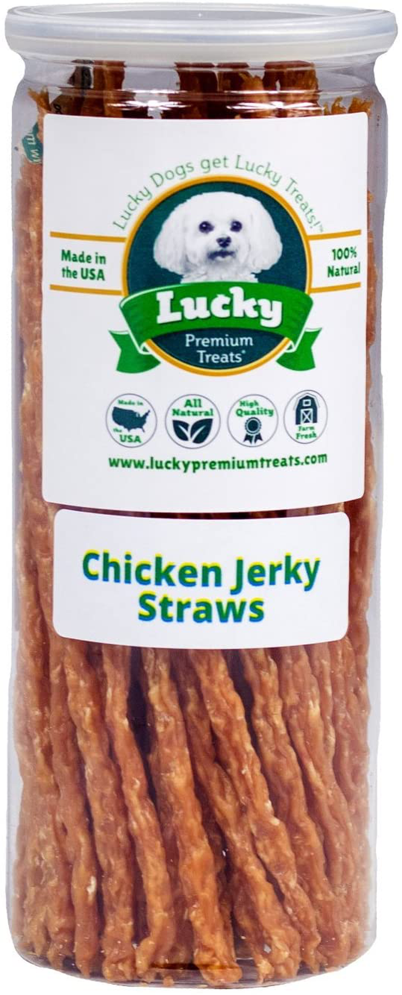 Lucky Premium Treats Natural Chicken Jerky Straws Dog Treats