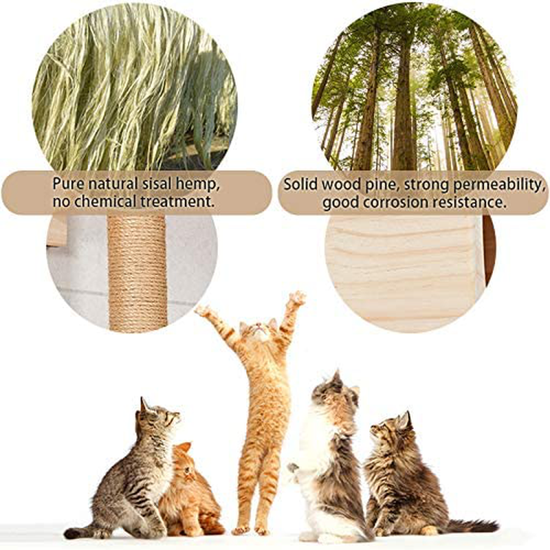 TINTON LIFE 9Pcs Wall Wood Cat Climber Set - 2 Cat Condos Houses & 4 Cat Shelves & 2 Ladders & 1 Sisal Cat Scratching Post Cat Steps Cat Perch Cat Bed Animals & Pet Supplies > Pet Supplies > Cat Supplies > Cat Furniture TINTON LIFE   