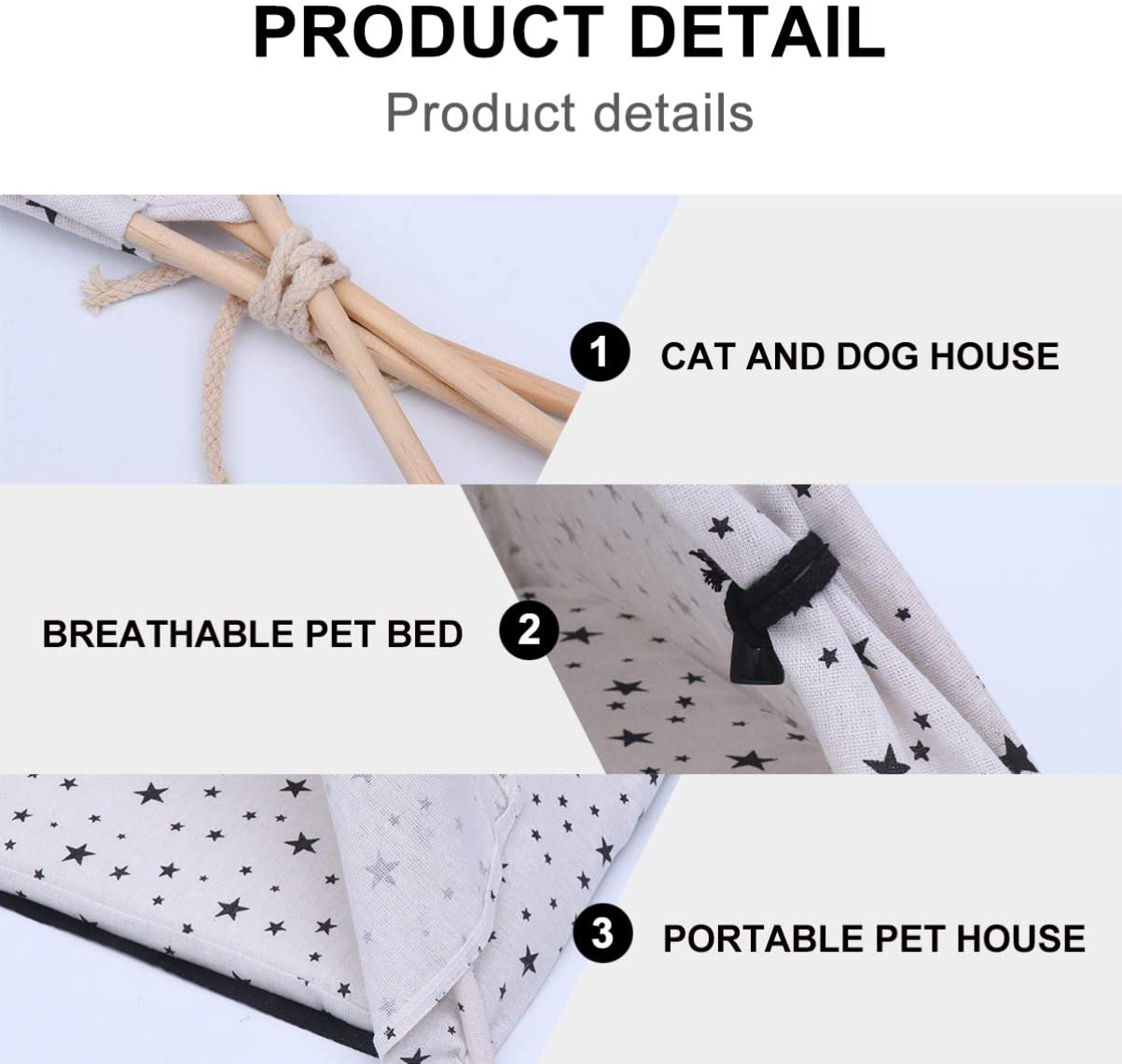 POPETPOP Pet Teepee House - Portable Pet Tent Dog & Cat Bed with Cushion Washable Dog Tent Bed for Indoor Dog Cats Animals & Pet Supplies > Pet Supplies > Dog Supplies > Dog Houses POPETPOP   