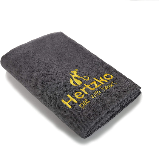 HERTZKO Microfiber Pet Bath Towel, Ultra-Absorbent & Machine Washable for Small, Medium, Large Dogs and Cats (Grey) Animals & Pet Supplies > Pet Supplies > Dog Supplies > Dog Kennels & Runs Hertzko   